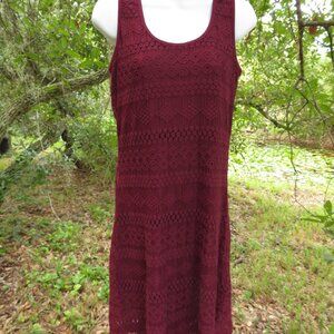 Sharagano Womens Lace Tank dress Size 12 Burgandy